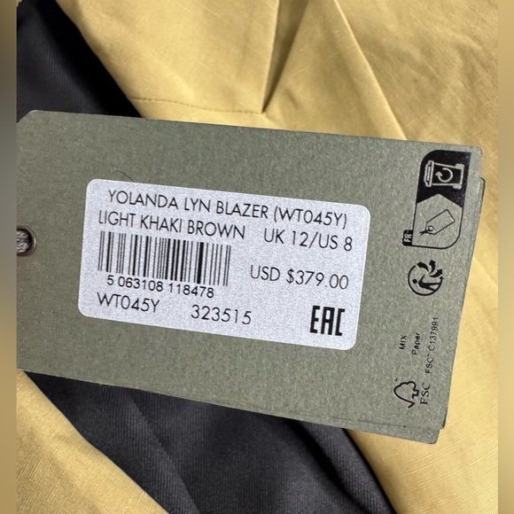 All Saints Yolanda Lyn Linen Blend Blazer Light Khaki Brown - Picture 6 of 14